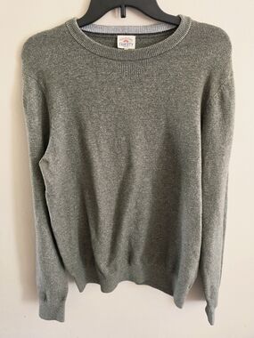 Faherty Brand Men’s Heathered Olive Crewneck Sweater Medium Organic Cotton Light
